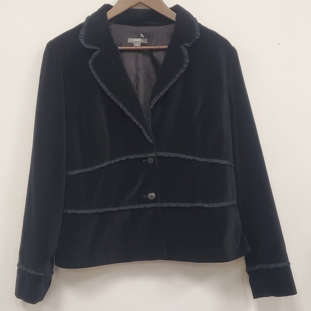 Apartment 9  Y2K‎ Velvet Ruffle Trim Blazer Size 14 Vamp Goth Steampunk Renfaire